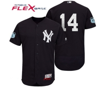 Men's New York Yankees #14 Starlin Castro Navy Blue 2017 Spring Training Stitched MLB Majestic Flex Base Jersey