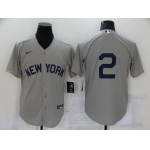 Men's New York Yankees #2 Derek Jeter 2021 Grey Field of Dreams Cool Base Stitched Baseball Jersey