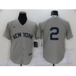 Men's New York Yankees #2 Derek Jeter 2021 Grey Field of Dreams Cool Base Stitched Baseball Jersey