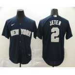 Men's New York Yankees #2 Derek Jeter Navy Blue Stitched MLB Cool Base Nike Jersey