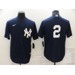 Men's New York Yankees #2 Derek Jeter No Name Black Stitched Nike Cool Base Throwback Jersey