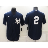 Men's New York Yankees #2 Derek Jeter No Name Black Stitched Nike Cool Base Throwback Jersey