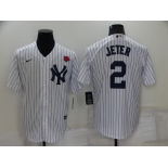 Men's New York Yankees #2 Derek Jeter White Cool Base Stitched Rose Baseball Jersey