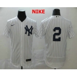 Men's New York Yankees #2 Derek Jeter White Home No Name Stitched MLB Flex Base Nike Jersey