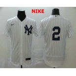 Men's New York Yankees #2 Derek Jeter White Home No Name Stitched MLB Flex Base Nike Jersey