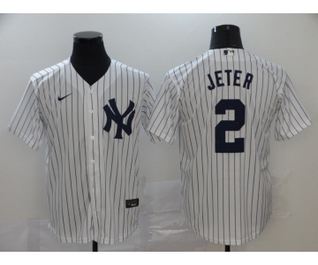 Men's New York Yankees #2 Derek Jeter White Home Stitched MLB Cool Base Nike Jersey