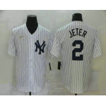 Men's New York Yankees #2 Derek Jeter White Throwback Stitched MLB Cool Base Nike Jersey