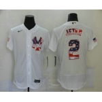 Men's New York Yankees #2 Derek Jeter White USA Flag Stitched MLB Flex Base Nike Jersey