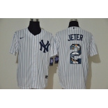 Men's New York Yankees #2 Derek Jeter White Unforgettable Moment Stitched Fashion MLB Cool Base Nike Jersey