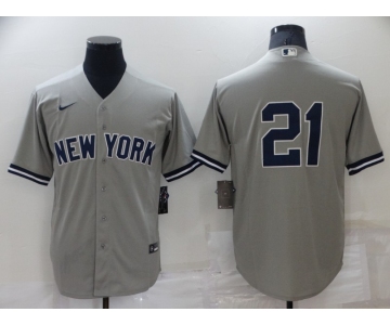 Men's New York Yankees #21 Paul ONeill Grey Stitched MLB Nike Cool Base Jersey