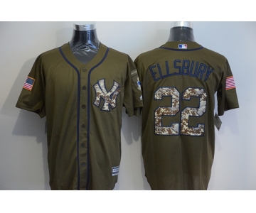 Men's New York Yankees #22 Jacoby Ellsbury Green Salute to Service Majestic Baseball Jersey