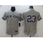 Men's New York Yankees #23 Don Mattingly Grey No Name Stitched MLB Flex Base Nike Jersey