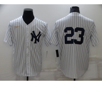 Men's New York Yankees #23 Don Mattingly No Name White Throwback Stitched MLB Cool Base Nike Jersey
