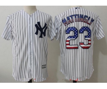 Men's New York Yankees #23 Don Mattingly White USA Flag Fashion Stitched MLB Majestic Cool Base Jersey