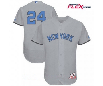 Men's New York Yankees #24 Gary Sanchez Gray With Baby Blue Father's Day Stitched MLB Majestic Flex Base Jersey