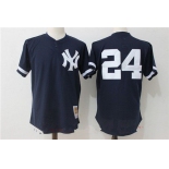 Men's New York Yankees #24 Gary Sanchez Navy Blue Throwback Mesh Batting Practice Stitched MLB Mitchell & Ness Jersey