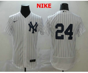 Men's New York Yankees #24 Gary Sanchez White Home No Name Stitched MLB Flex Base Nike Jersey