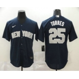 Men's New York Yankees #25 Gleyber Torres Navy Blue Stitched MLB Cool Base Nike Jersey
