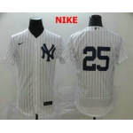 Men's New York Yankees #25 Gleyber Torres White Home No Name Stitched MLB Flex Base Nike Jersey