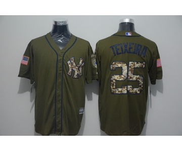 Men's New York Yankees #25 Mark Teixeira Green Salute to Service Majestic Baseball Jersey