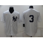 Men's New York Yankees #3 Babe Ruth No Name White Throwback Stitched MLB Cool Base Nike Jersey