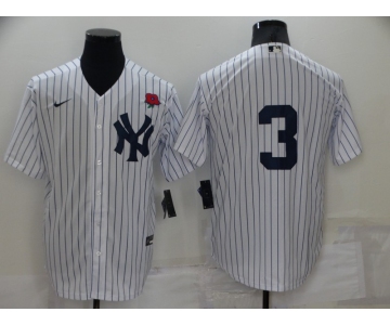 Men's New York Yankees #3 Babe Ruth White No Name Stitched Rose Nike Cool Base Throwback Jersey