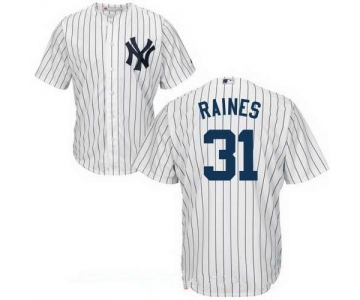 Men's New York Yankees #31 Tim Raines Retired White Home Stitched MLB Majestic Cooperstown Collection Jersey