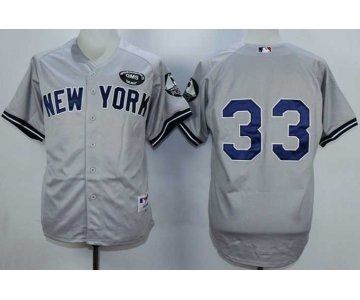 Men's New York Yankees #33 Nick Swisher Grey GMS Patch Jersey