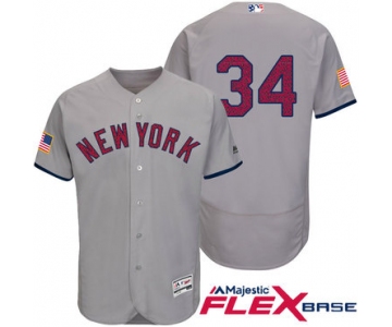 Men's New York Yankees #34 Brian McCann Gray Stars & Stripes Fashion Independence Day Stitched MLB Majestic Flex Base Jersey