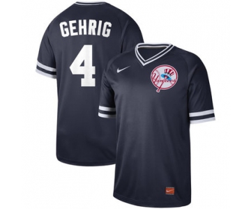 Men's New York Yankees 4 Lou Gehrig Blue Throwback Jersey