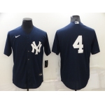 Men's New York Yankees #4 Lou Gehrig No Name Black Stitched Nike Cool Base Throwback Jersey