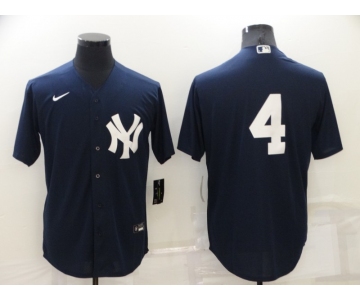 Men's New York Yankees #4 Lou Gehrig No Name Black Stitched Nike Cool Base Throwback Jersey