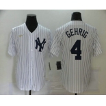 Men's New York Yankees #4 Lou Gehrig White Throwback Stitched MLB Cool Base Nike Jersey