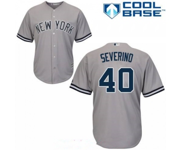 Men's New York Yankees #40 Luis Severino Gray Road Stitched MLB Majestic Cool Base Jersey