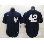 Men's New York Yankees #42 Mariano Rivera No Name Navy Blue Stitched MLB Cool Base Nike Jersey