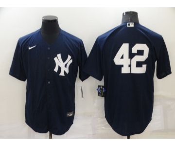 Men's New York Yankees #42 Mariano Rivera No Name Navy Blue Stitched MLB Cool Base Nike Jersey