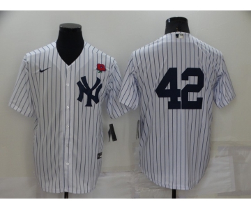 Men's New York Yankees #42 Mariano Rivera White No Name Stitched Rose Nike Cool Base Throwback Jersey
