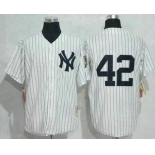 Men's New York Yankees #42 Mariano Rivera White Retirement Patch Throwback Baseball Jersey