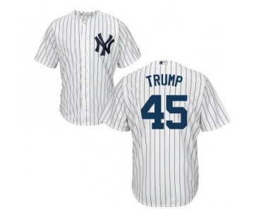 Men's New York Yankees #45 Presidential Candidate Donald Trump White Jersey