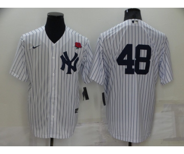 Men's New York Yankees #48 Anthony Rizzo White No Name Stitched Rose Nike Cool Base Throwback Jersey