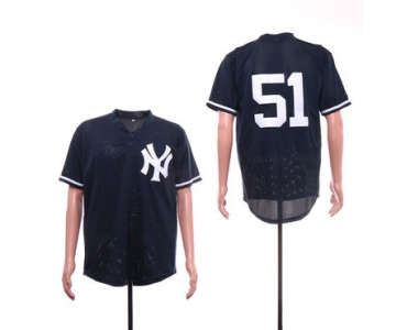 Men's New York Yankees 51 Bernie Williams Navy Mesh BP Jersey