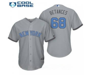 Men's New York Yankees #68 Dellin Betances Gray With Baby Blue Father's Day Stitched MLB Majestic Cool Base Jersey