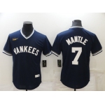 Men's New York Yankees #7 Mickey Mantle Navy Blue Cooperstown Collection Stitched MLB Throwback Jersey