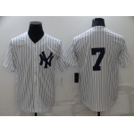 Men's New York Yankees #7 Mickey Mantle No Name White Throwback Stitched MLB Cool Base Nike Jersey