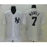 Men's New York Yankees #7 Mickey Mantle White Throwback Stitched MLB Cool Base Nike Jersey