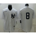 Men's New York Yankees #8 Yogi Berra White No Name Stitched MLB Nike Cool Base Throwback Jersey
