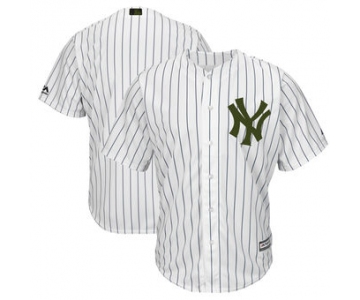 Men's New York Yankees Blank Majestic White 2018 Memorial Day Cool Base Team Jersey
