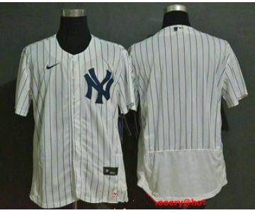 Men's New York Yankees Blank White Home Stitched MLB Flex Base Nike Jersey