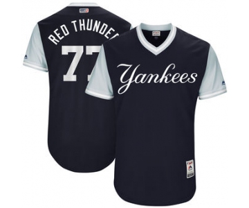 Men's New York Yankees Clint Frazier Red Thunder Majestic Navy 2017 Players Weekend Authentic Jersey