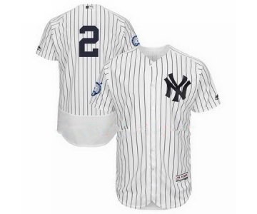 Men's New York Yankees Derek Jeter Majestic White Home Retirement Patch Authentic Collection Flex Base Jersey